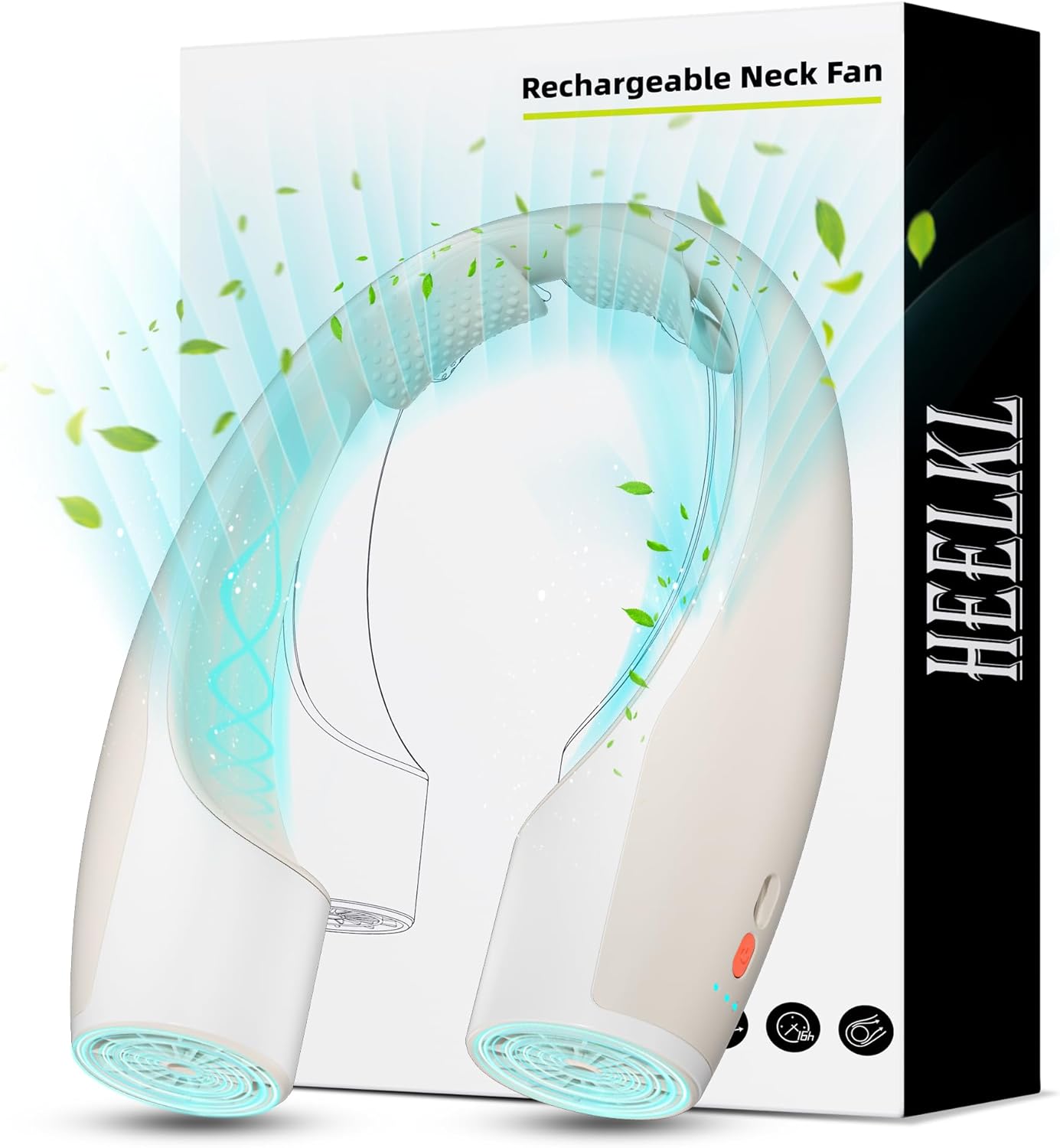 AI Neck Fan, 4 Speeds Adjustable Portable Personal Fan Rechargeable, 4000 mAh Battery Faster Cooling Wearable Fan, Ultra Quiet for Home, Office, Travel, Outdoor - Champagne