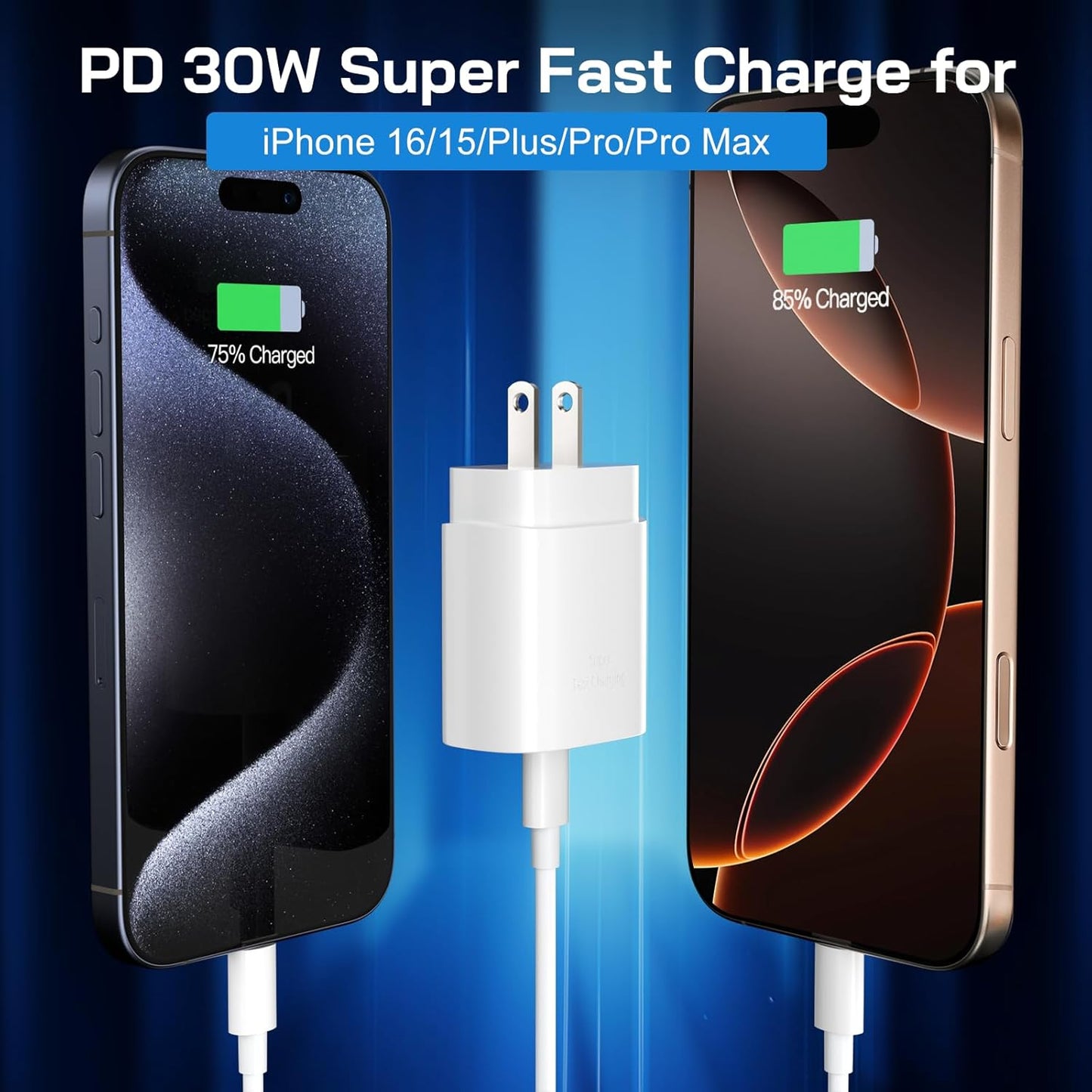 30W USB C i Phone 16 15 Charger Fast Charging, 2PACK Wall Charger for iPhone 16 15 Pro Max Charger Cord 12FT Fast Type C Charger Block for iPhone 16/16 Pro/15 Plus/15 Pro/15 Pro Max, iPad Pro/Air/Mini