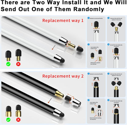 10 PCS Stylus,Stylus Pen for Touchscreen,Stylus 2-in-1 High Sensitivity & Precision Suitable for All Touch Screens of iPhone/ipad/Android Tablets(10 Stylus Pen Withe/Black + 20 Tips)