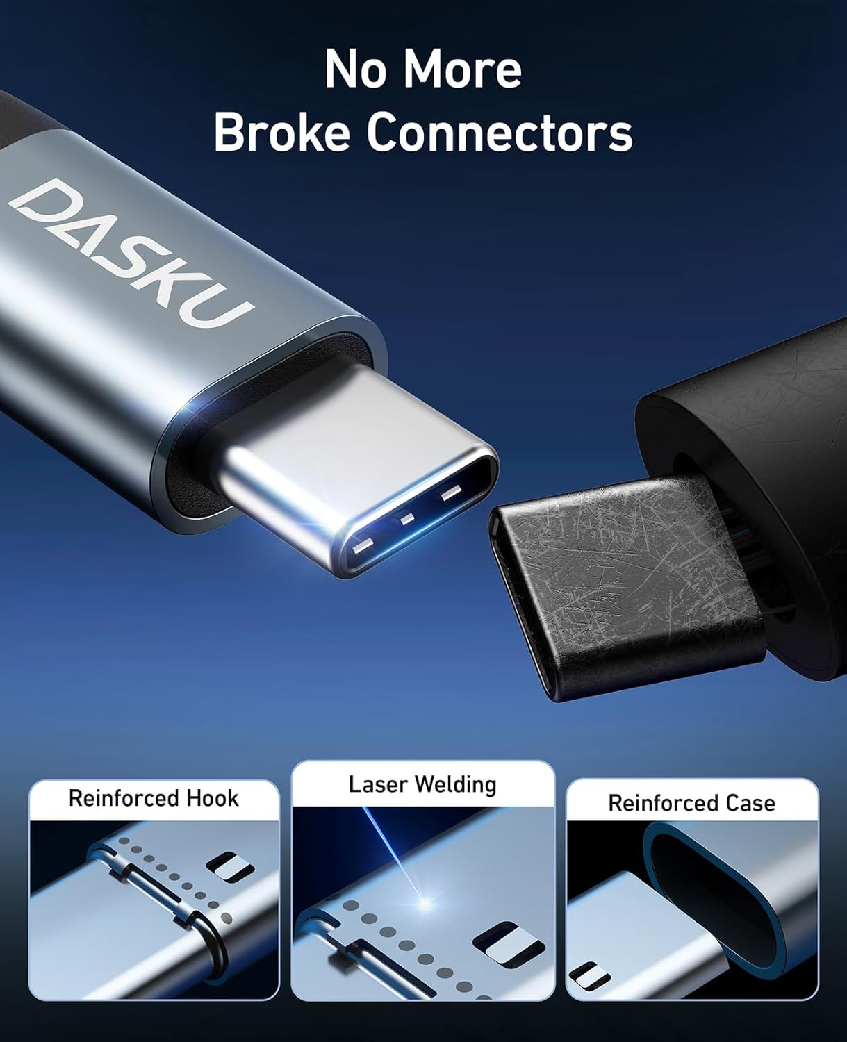 Dasku USB C to USB C Cable, 5 Pack [3/6/6/10/10FT] Charger Cable 60 W Fast Type C Charging Cord for iPhone 16 15 Pro Max Plus Samsung S23 Note 20 iPad Pro Air Mini MacBook LG and More