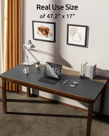 YSAGi Leather Desk Pad Protector, Office Desk Mat, Large Mouse Pad, Non-Slip PU Leather Desk Blotter, Laptop Desk Pad, Waterproof Desk Writing Pad for Office and Home (Dark Grey, 47" x 17")