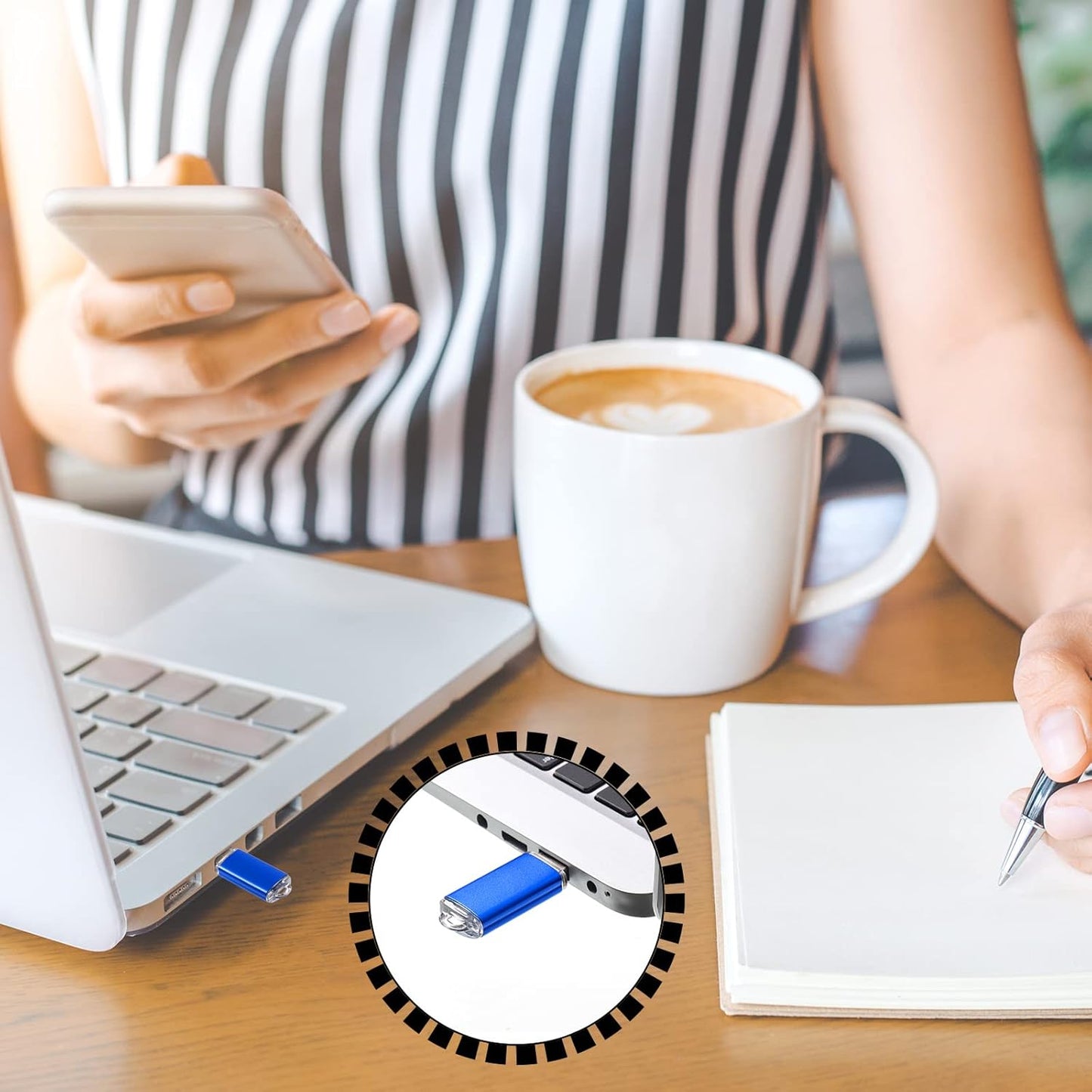 Hoteam 50 Pack USB 2.0 Flash Drives Bulk Blue Portable Thumb Drive with Hat USB Sticks Bulk with 50 Pcs Lanyards for Data Storage File Sharing Commercial Gift(8GB)