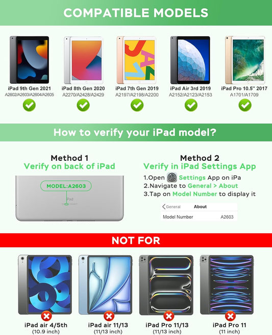 Keyboard Case for iPad 7th/8th/9th Generation 10.2'' 2019/2020/2021, 360° Rotatable Magnetic Keyboard Case with Pencil Holder Groove, 7 Color Backlit Wireless Detachable Keyboard (Green)