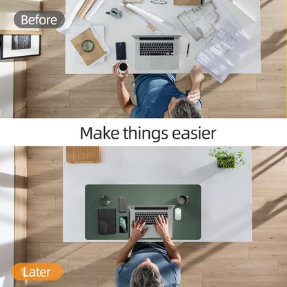 YSAGi Desk Pad, Desk Mat, Dual-Sided Desk Pad, 31.5" x 15.7" Laptop Leather Desk Pad Protector, Desk Blotter for Keyboard and Mouse, Waterproof Desk Writing Pad for Office(Dark Green+Dark Blue)