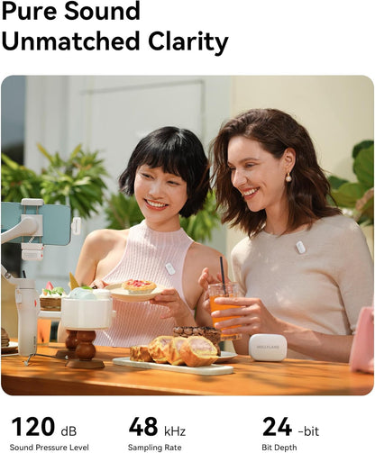 Hollyland Lark A1 Wireless Mini Microphone for iPhone & Android, 48kHz/24-bit, 3-Level Intelligent Noise Cancel, Microphone for YouTube, Podcast, Vlogging (White, 2TX + 2RX + Charging Case)