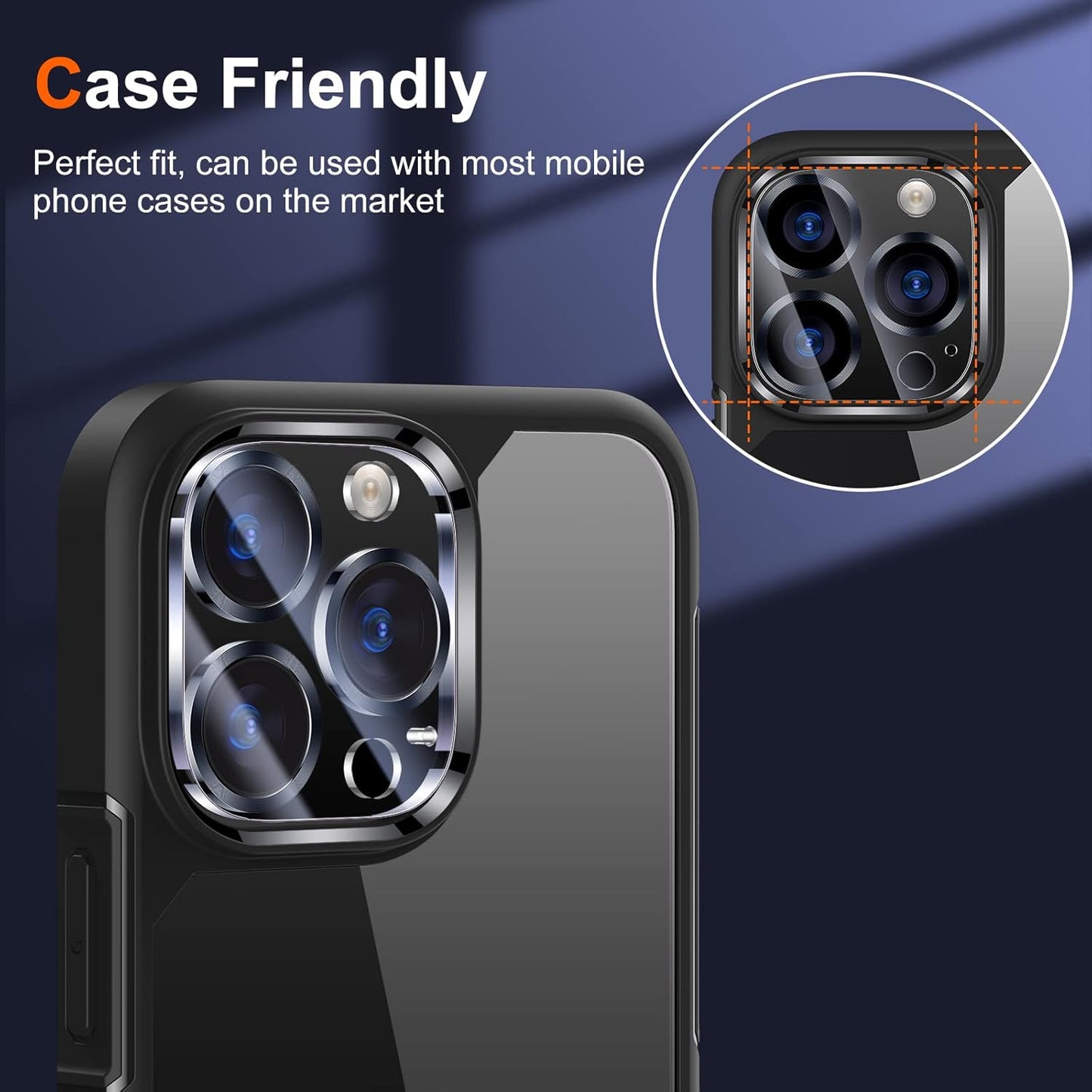 UniqueMe [3 Pack] Camera Lens Protector Compatible with iPhone 13 Pro 6.1" / 13 Pro Max 6.7" Tempered Glass,[Case Friendly][New version][Scratch-Resistant][Easy Installation] -Grey
