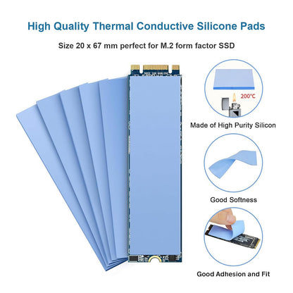 A ADWITS [ 12-Pack ] Thermal Conductive Silicone Pads, Soft Safe Simple to Apply for SSD CPU GPU LED IC Chipset Cooling -Blue
