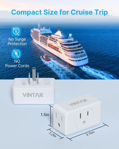Multi Plug Wall Outlet Extender 2 Pack, VINTAR Electrical Multiple Outlet Splitter, 3 Way Plug Adapter, Small Wall Expander for Home Office Dorm Cruise Ship Travel Essentials
