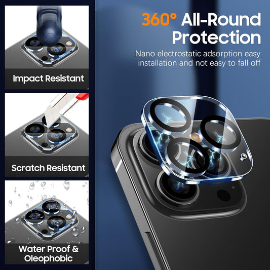 UniqueMe 𝑵𝑬𝑾 𝟮𝟬𝟮𝟮 [ 3 Pack] Compatible with iPhone 12 Pro Max 6.7" Camera Lens Protector Tempered Glass,[Case Friendly][Scratch-Resistant][Does Not Affect Night Shots] -Black Circle