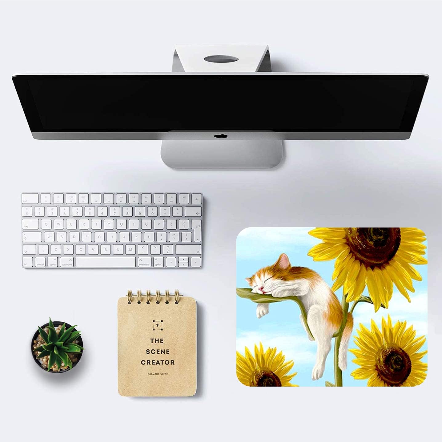 Cats and Sunflowers Mouse Pad Non-Slip Rubber Base Gaming MousePads for Computers Laptop Office,Cute Mouse Pads with Designs for Women,9.5"x7.9"x0.12" Inch(240mm x 200mm x 3mm)