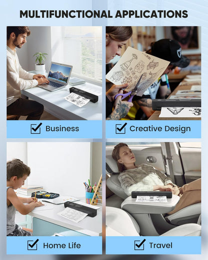 Saker Wireless Thermal Mobile Printer - Inkless, Portable Printer, Supports 8.5" X 11" US Letter & A4 Size, Compatible with Phone & Laptop - Ideal for Home, Car, Office & Travel