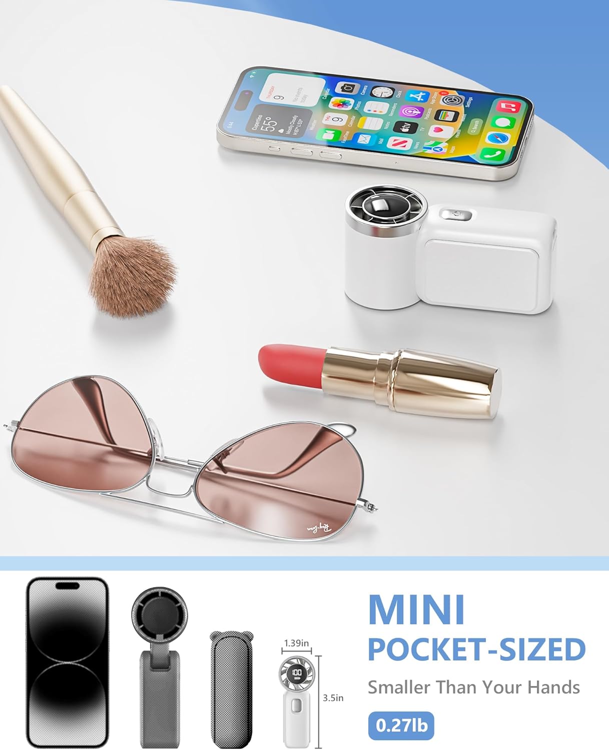 Portable Handheld Mini Fan, 6 Gear Wind, Hand Small Travel Personal Held Fans, Rechargeable Turbo Fan, Gifts for Women Men, for Camping Vacation Outdoor (white)