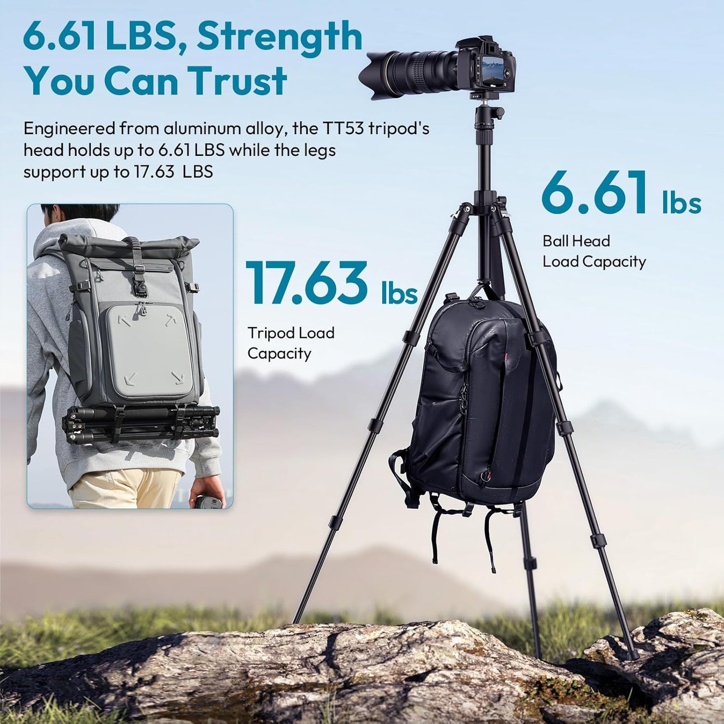 ULANZI TT53 Camera Tripod, 70.8” Travel Tripod for DSLR/Phone, Heavy Duty Fold Portable Stand with 360° Ball Head UKA Quick Release Plate, Lightweight Compact for Photography Vlogging Video Shooting