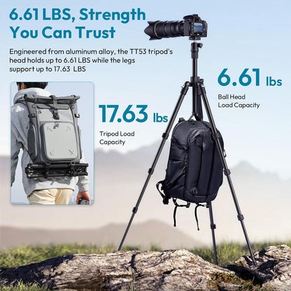 ULANZI TT53 Camera Tripod, 70.8” Travel Tripod for DSLR/Phone, Heavy Duty Fold Portable Stand with 360° Ball Head UKA Quick Release Plate, Lightweight Compact for Photography Vlogging Video Shooting