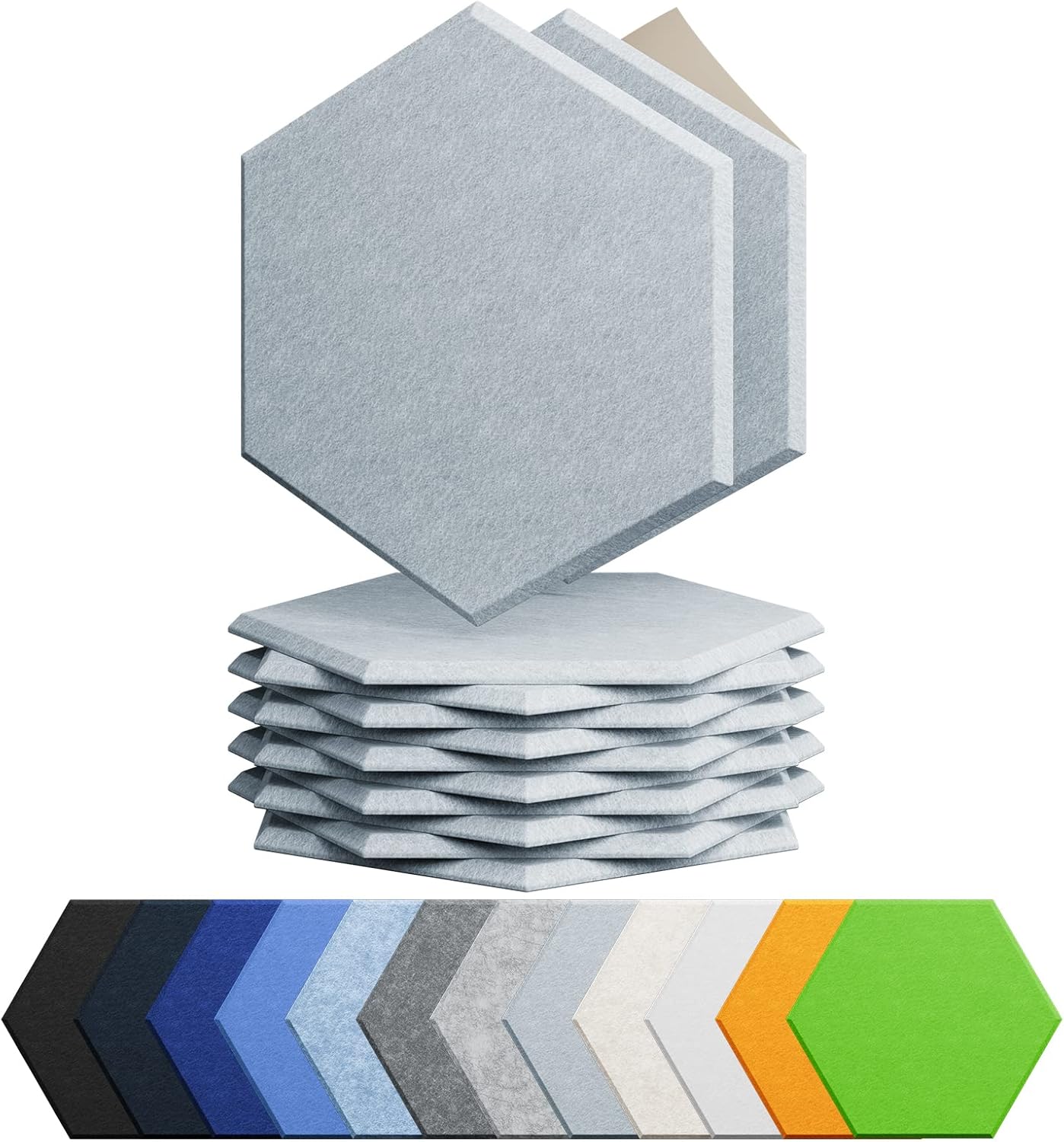 12 Pack Acoustic Panels Self Adhesive Sound Proof Foam, High Density Sound Acoustic Foam Panel, 12X10.23X0.4 Inch Hexagon Wall Panels in Home,Office,Reccording Room,Studio(Blue Gray)
