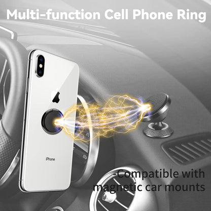 Metal Cell Phone Ring Holder Finger Ring Stand, 360 Degree Rotation Ring Kickstand Grip Holder for Magnetic Car Mount, Black