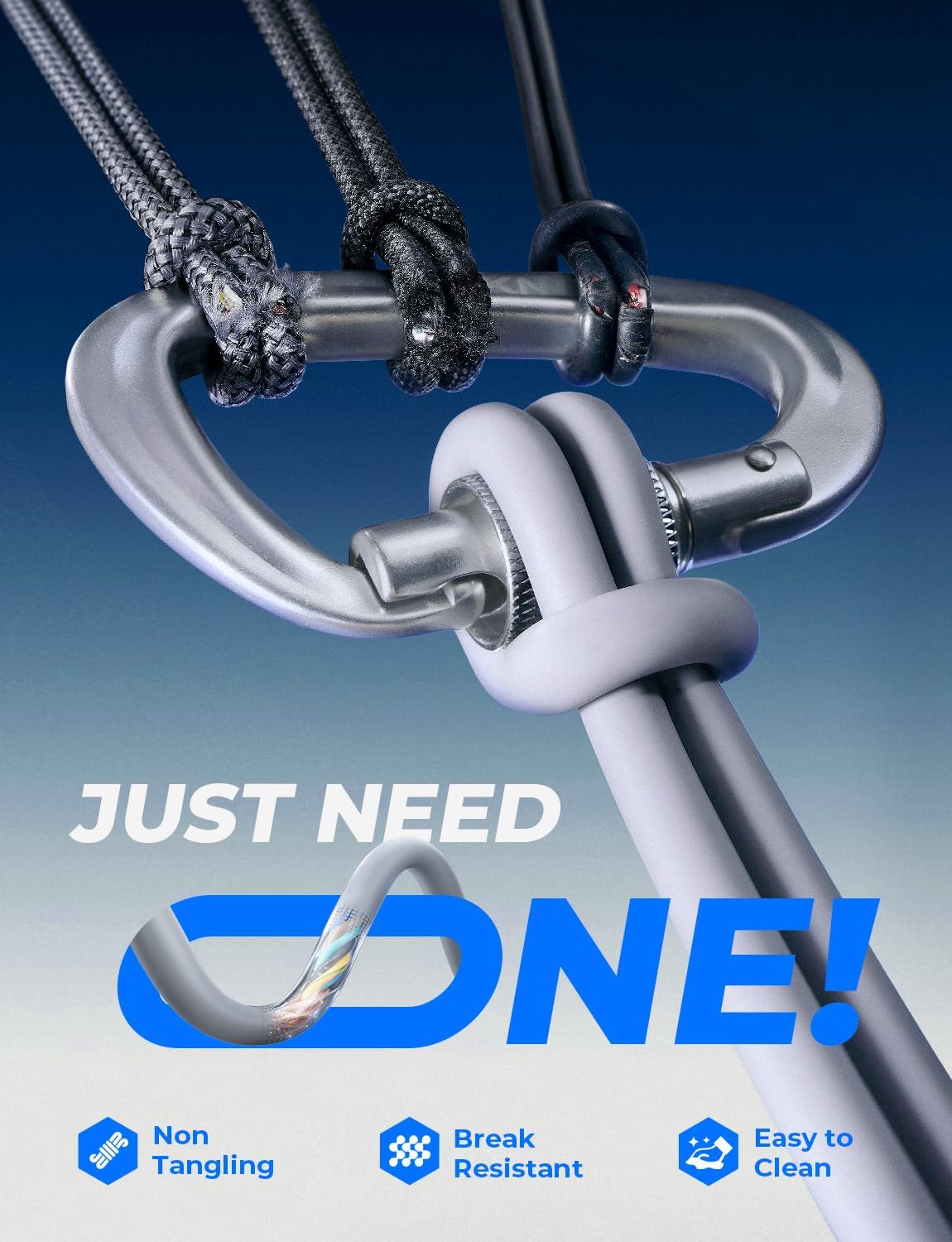 LISEN Car Carplay Cable for iPhone 15/16e/16 Pro Max/Plus(3.3FT), 4 in 1 Chubby USB C with Light, USB A/C to C/L Multi Charging Cable for 14 13 12/MacBook/iPad Pro/SamSungS25,Grey