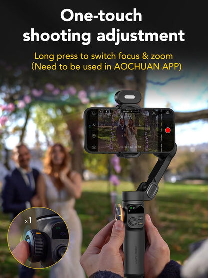 Smart X2 Smartphone Gimbal Stabilizer with 360°Rotation,OLED Display,Built-in 20cm Extension Rod Selfie Stick,Adjustable 7-Color RGB Fill Light, Ideal for Night Video Shoots,X2 KIT Black