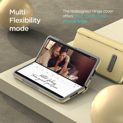 VRS DESIGN Terra Guard Modern for Galaxy Z Fold 4 5G (2022), Premium Modern Neat Style [Anti Scratch Hinge Protection] Case with Tempered Glass Screen Protector (Lemonade)