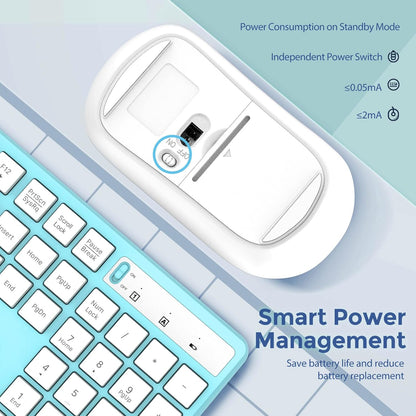 Wireless Keyboard and Mouse Combo, Lovaky 2.4G Full-Sized Ergonomic Keyboard Mouse, 3 DPI Adjustable Cordless USB Keyboard and Mouse, Quiet Click for Computer/Laptop/Windows/Mac (1 Pack, Blue)