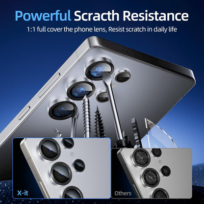 X-it Camera Lens Protector for Samsung S25 Ultra, 9H Tempered Glass, Independent Metal Aluminum Edge Original Protection Design, Suitable for Phone Case, Anti-scratch, Anti-reflective,Blue