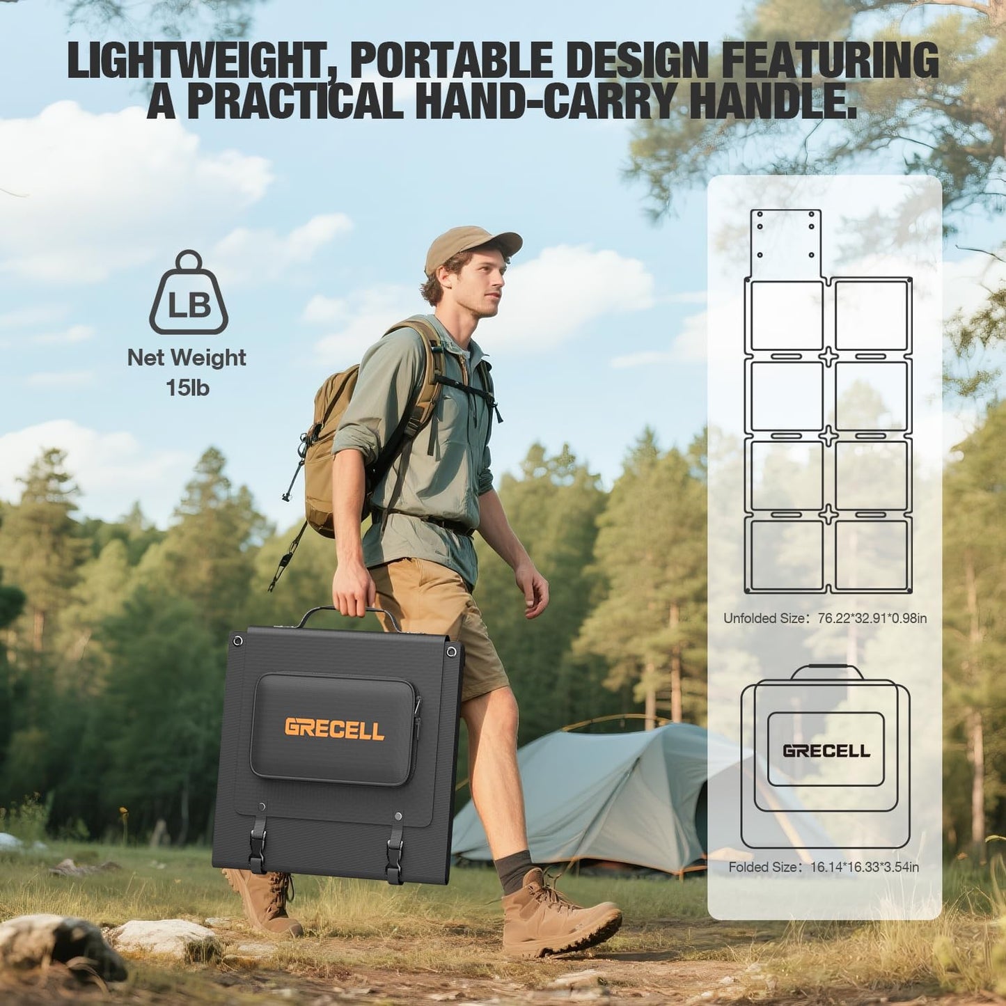 GRECELL 240W Portable Solar Panel for Power Station, Ultra Light Foldable Solar Panel Kit, 25% High Efficiency, IP65 Waterproof, Solar Charger for Outdoor Camping RV Boat Home Backup Power, Off-Grid