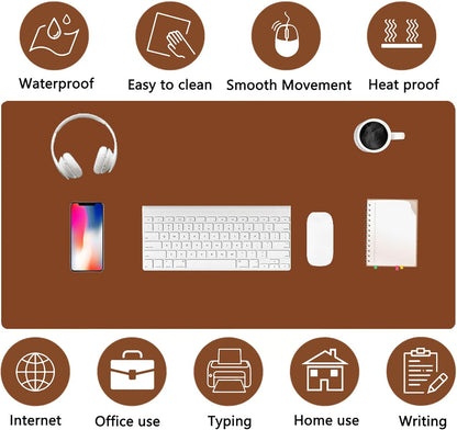 PU Leather Desk Pad Protector Gaming Mouse Pad Non Slip Desk Mat for Keyboard and Mouse Waterproof Desk Writing Pad for Office and Home Desk Accessories(Brown, 47.2 * 17.7)