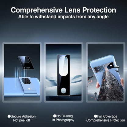 SMARTDEVIL [3+3 Pack for Google Pixel 8A Screen Protector with Camera Lens Protector, Finger Print Reader Compatible, Fast & Easy Installation, Clear 9H Tempered Glass Film, Alignment Frame