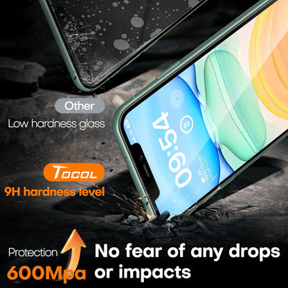 TOCOL for iPhone 11 / iPhone XR Screen Protector 9H Hardness Military Grade Shatterproof HD Tempered Glass Full Coverage Easy Installation Case Friendly 2 Pack