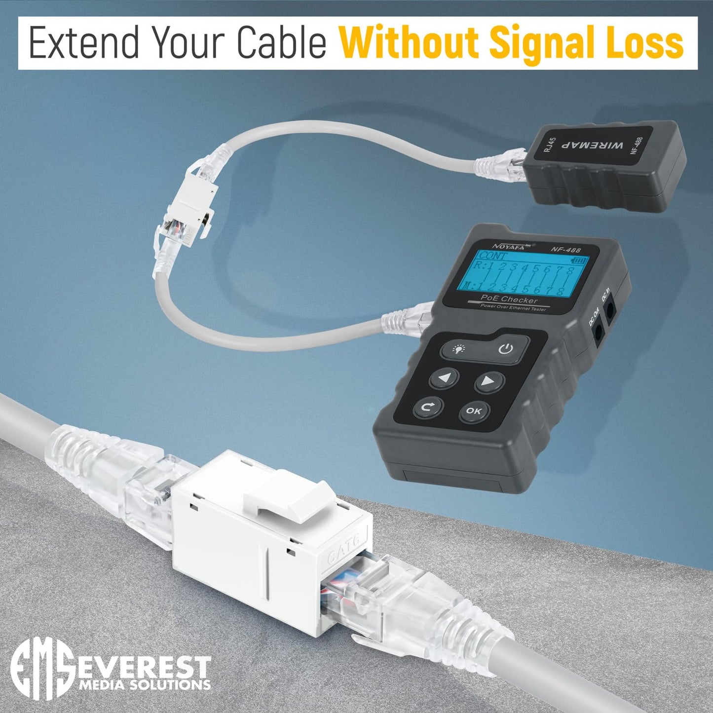 Everest 48-Pack Cat6 RJ45 Keystone Coupler - Female to Female - Cat 6 Couplers - Ethernet Cable Extender