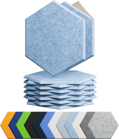 12 Pack Acoustic Panels Self Adhesive Sound Proof Foam, High Density Sound Acoustic Foam Panel, 12X10.23X0.4 Inch Hexagon Wall Panels in Home,Office,Reccording Room,Studio(Light Sky Blue)