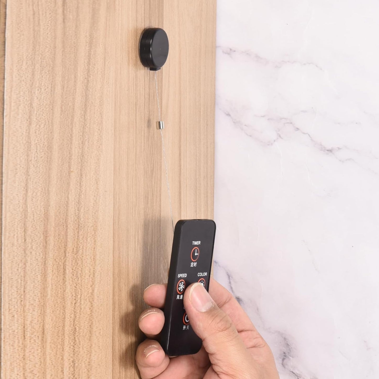 MECCANIXITY 1.8 ft Retractable Cable Lock with Latch Remote Control Security Lock with Adjustable Cord Tether Anti Theft for Laptop, TV, 200g, White, 4 Pack