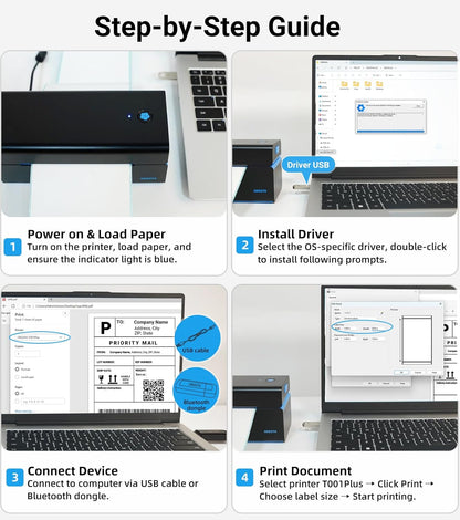 ORGSTA Bluetooth Thermal Shipping Label Printer T001-Plus Wireless 4x6 Shipping Label Printer for Small Business Support Android iPhone & Windows Widely Used for Amazon, Ebay, Shopify, Etsy, USPS