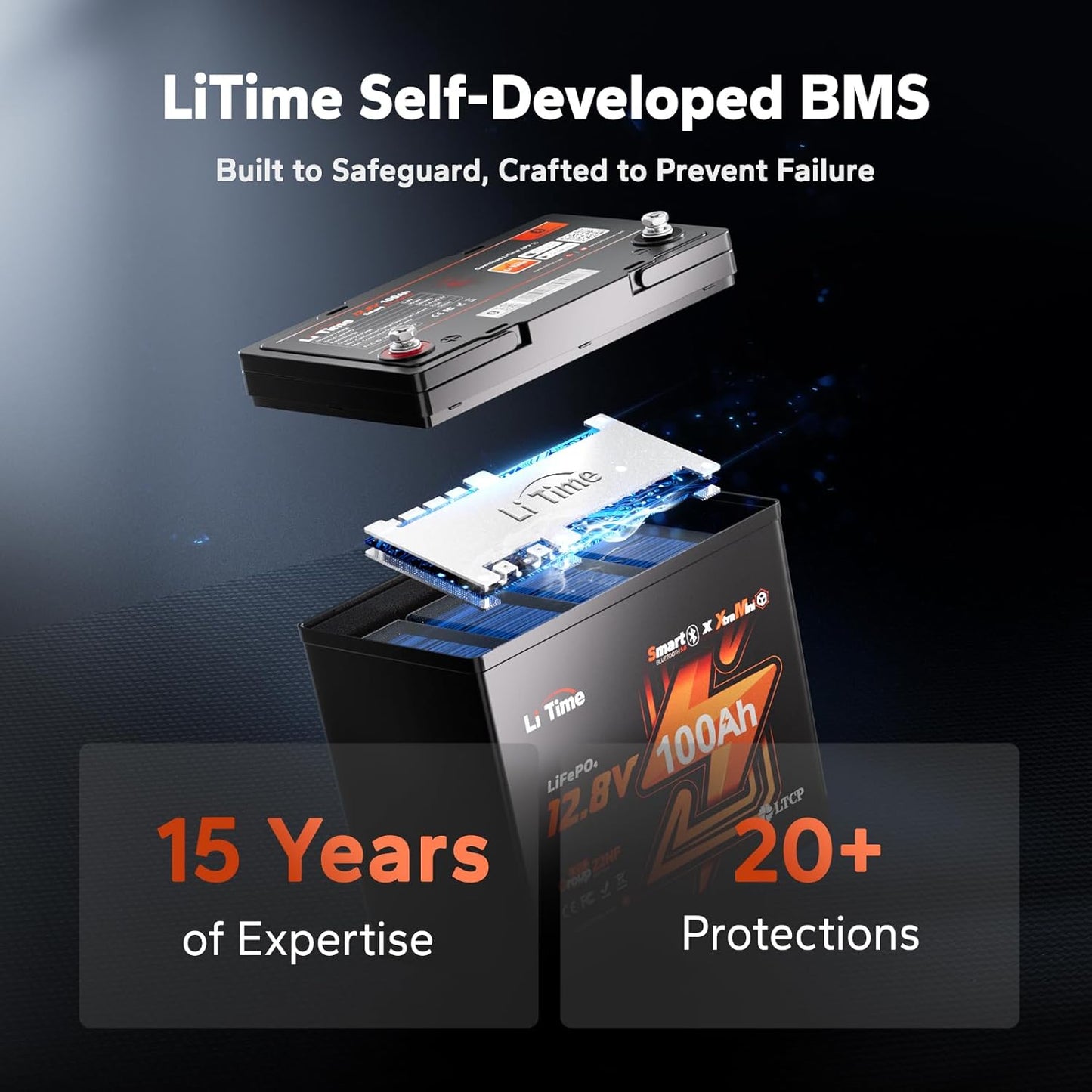 LiTime 12V 100Ah Xtra-Mini Bluetooth Small LiFePO4 Battery (2)