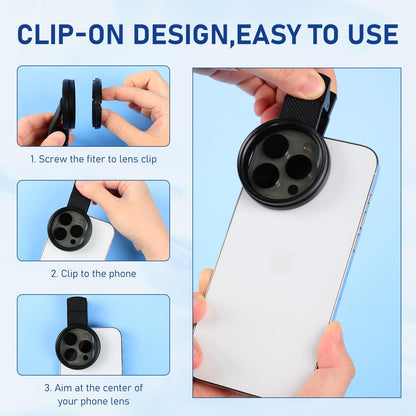 52mm Clip-on CPL Phone Camera Filter Kit, Circular Polarizer Filter, CPL Polarizer Phone Camera Lens Filter for iPhone Samsung/Android Smartphones