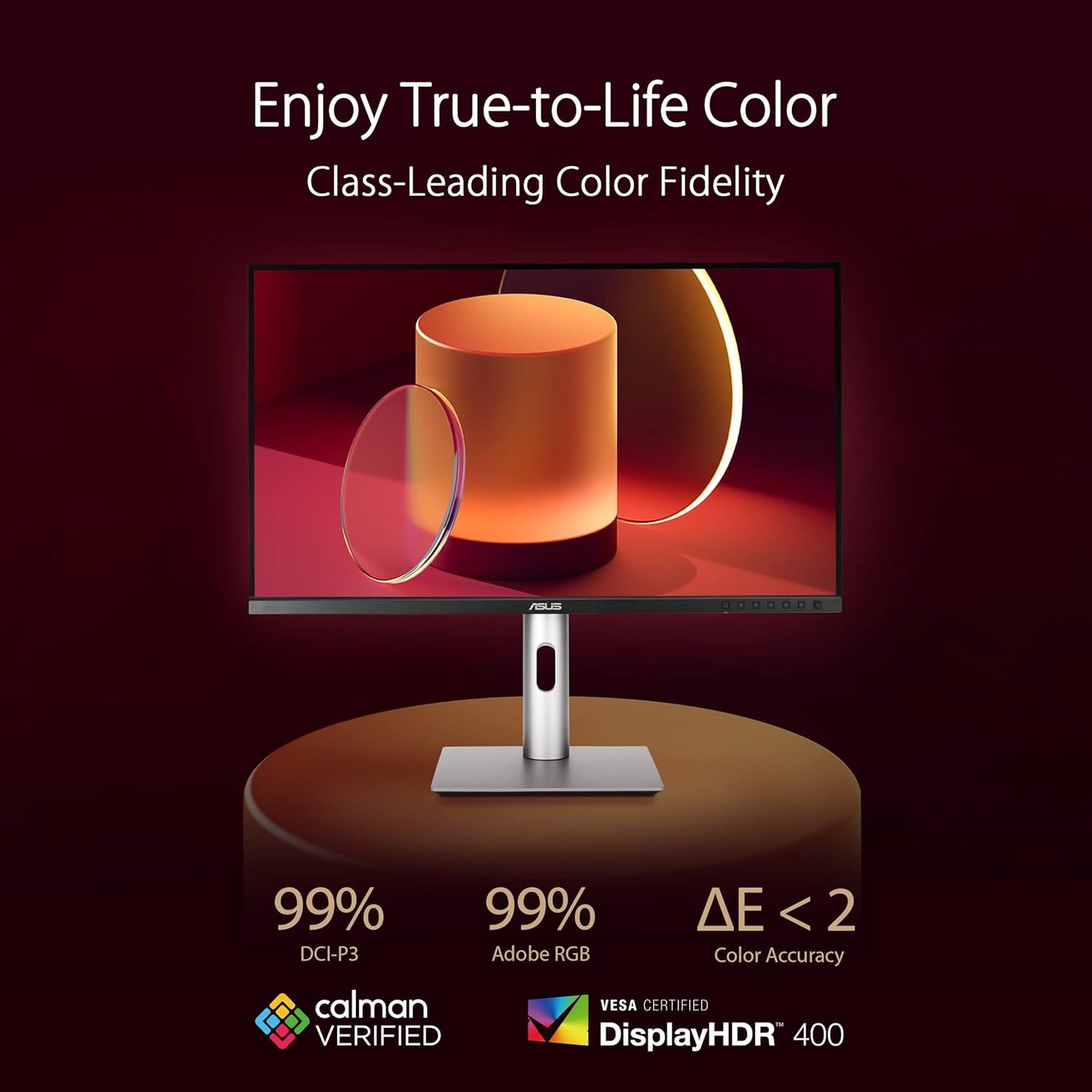 ASUS ProArt Display 27” 4K HDR Professional Monitor (PA279CRV) - IPS, UHD (3840 x 2160), 99% DCI-P3/Adobe RGB, ΔE < 2, Calman Verified, USB-C PD 96W, DisplayPort, Daisy-Chain, Ergonomic, 3yr Warranty