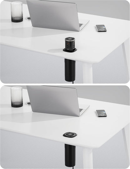 Jgstkcity Pop Up Countertop Outlet with 15W Wireless Charger,20W USB C Ports,Flush Mount Tamper Resistant,Recessed Grommet Receptacle,4 USB 4 Outlets,15A,1875W,ETL Listed,3.15in Hole,Black