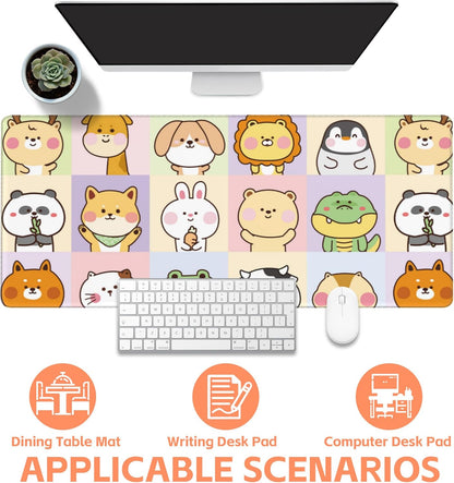 Mouse Pad Large Cute Animals Non-Slip Game Desk Mat with Stitched Edge Laptop Keyboard Desk Pad for Work Home Gaming (35.4 x 15.7 Inches)