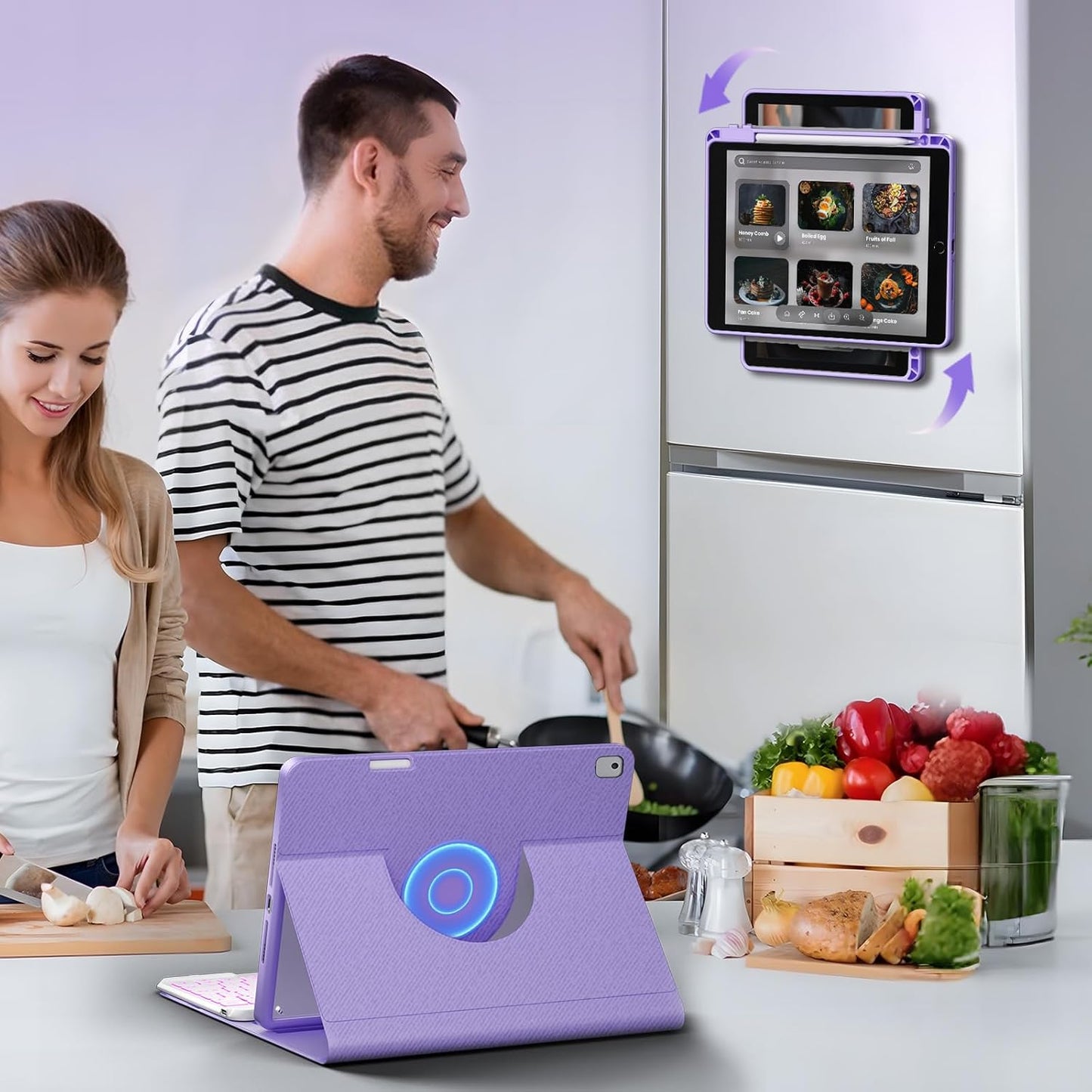 OYEEICE Keyboard Case for iPad 9th Generation - Detachable Wireless Backlit Keyboard, Magnetic Cover with Pencil Holder for iPad 9th/8th/7th Gen 10.2 inch, iPad Pro 10.5" & iPad Air 3rd - Purple