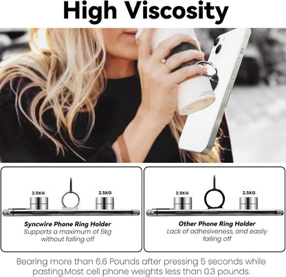 Metal Cell Phone Ring Holder Finger Ring Stand, 360 Degree Rotation Ring Kickstand Grip Holder for Magnetic Car Mount, Silver