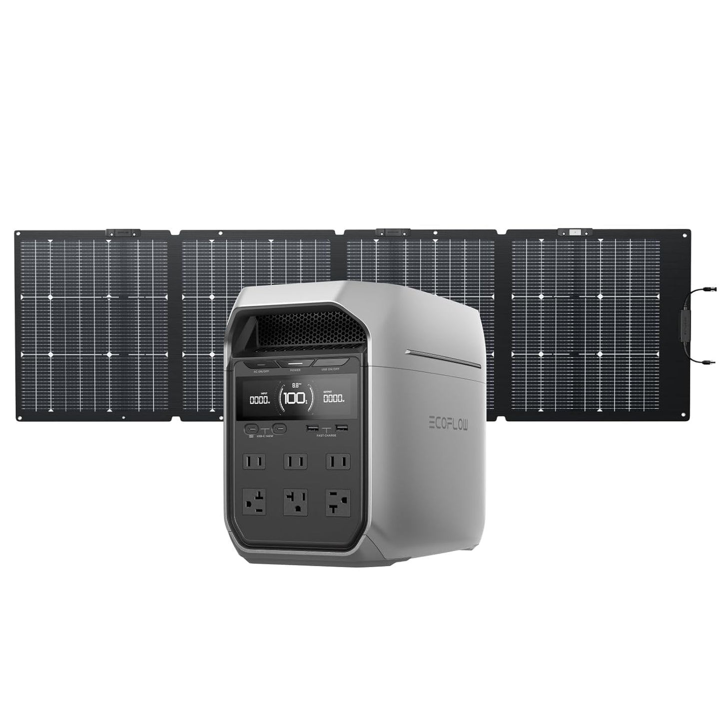 EF ECOFLOW Solar Generator DELTA 3 Plus with 220W Bifacial Solar Panel, 1000W Solar Input, LFP(LiFePO4) Battery, Portable Power Station for Home Backup Power, Camping & RVs