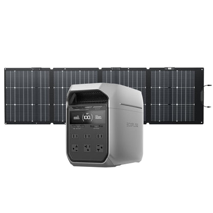 EF ECOFLOW Solar Generator DELTA 3 Plus with 220W Bifacial Solar Panel, 1000W Solar Input, LFP(LiFePO4) Battery, Portable Power Station for Home Backup Power, Camping & RVs