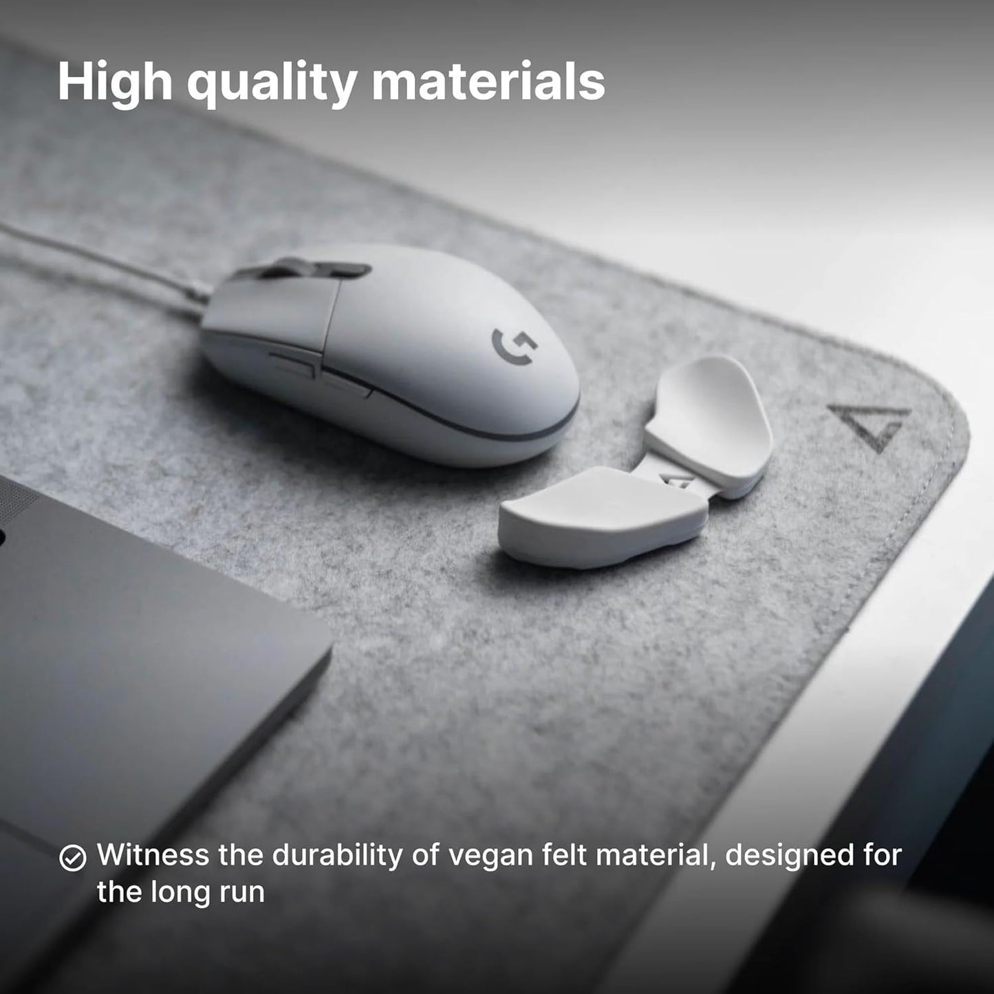 DELTAHUB - Minimalistic Felt Desk Protective Pad, Anti-Fray, Anti-Slip, Easy to Clean, Easy Glide, Long Lasting, Sleek Design, Comfortable, Resistant, Desk Mat, PC, Mac, Laptop - Large (18x32inch)