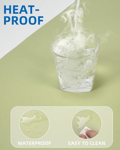 AFIING Leather Desk Pad Protector,Mouse Pad,Office Desk Mat, Non-Slip PU Leather Desk Blotter,Large Desk mat,Waterproof Keyboard mat for Office/Home/Decor (Olive Green,55"" x 17"")