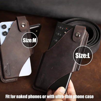 Topstache Leather Phone Holster/ Sheath with Belt Clip Loop, Magnetic Closure,Cell Phone Case/ Pouch for iPhone, Samsung,Darkbrown,Large