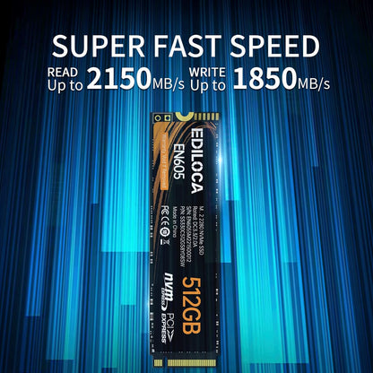 EN605 512GB M.2 SSD, NVMe1.3 PCIe Gen3 x4 SSD TLC, Internal Hard Drive, M.2 2280 - Read/Write Speed up to 2150/1600 MB/s - Internal SSD Compatible with Laptop & PC Desktop