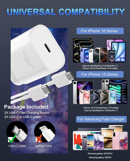 iPhone 16 15 Charger Fast Charging,30W USB C iPhone 16 15 Pro Max Charger Block &10FT Long Type C Cable Cord for iPhone 16/16 Pro Max/15/15 Pro Max/15 Plus/iPad Pro 12.9/11,Android Phone for S25Ultra