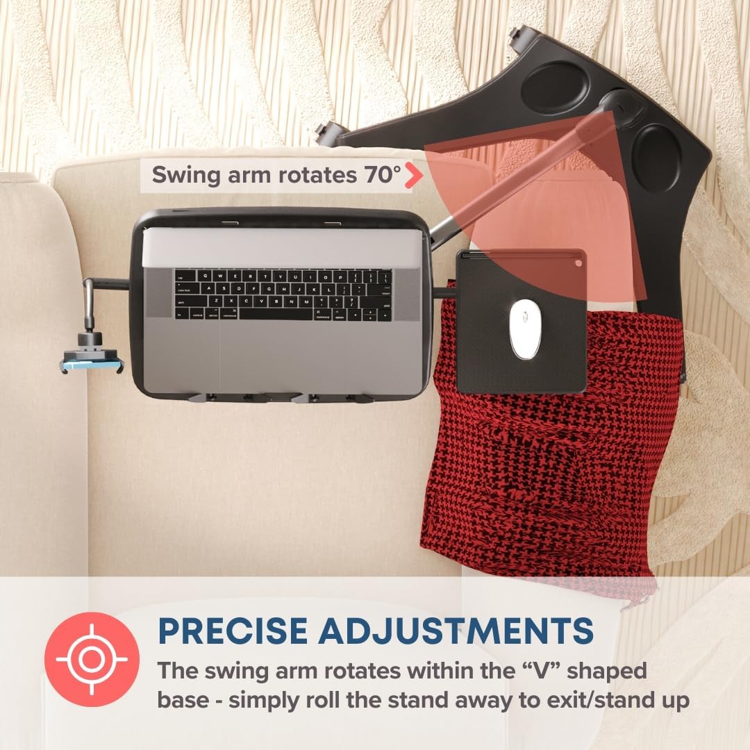 LEVO G2 V16 Mobile Laptop Stand Desk Rolling Cart with Phone Holder and Mouse Tray