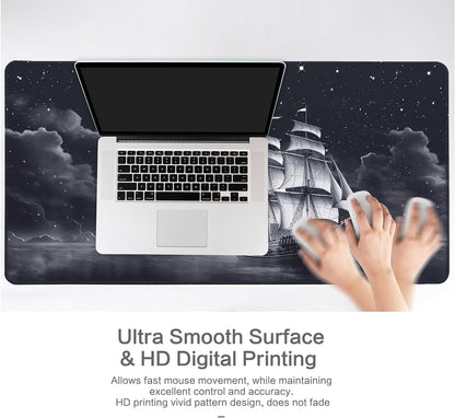 Lokigo Desk Pad, Office Desk Mat, Extended Large Gaming Mouse Pad, Desk Decor Mousepad Keyboard Writing Mat with Non-Slip Rubber Base for Office Laptop Gaming Home, 31.5"x15.7", Nautical Sailboat