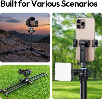 Ulanzi T100 Ball Head, Tripod Ball Head Mount 1/4 & 3/8 inch with Uka Quick Release Plate & Cold Shoe, 360° Rotating Panoramic Ball Head for DSLR Camera,Tripod,Monopod,Slider,Camcorder, 13lbs/6kg Load